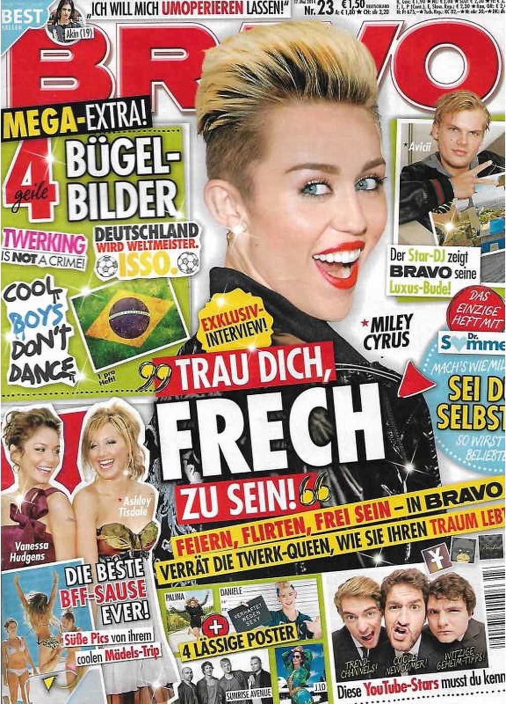 Bravo Magazin Deutschland 2014-23 Miley Cyrus Avicii Ashley Tisdale Vanessa Hudgens Sunrise Avenue