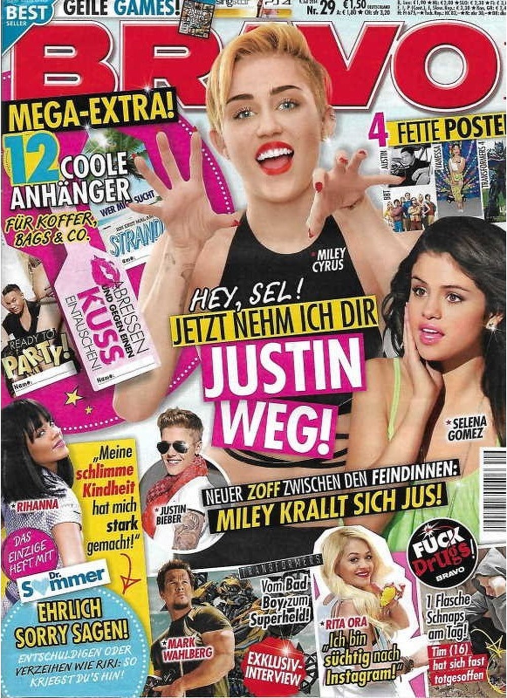 Bravo Magazin Deutschland 2014-29 Miley Cyrus Selena Gomez Justin Bieber Rihanna Rita Ora