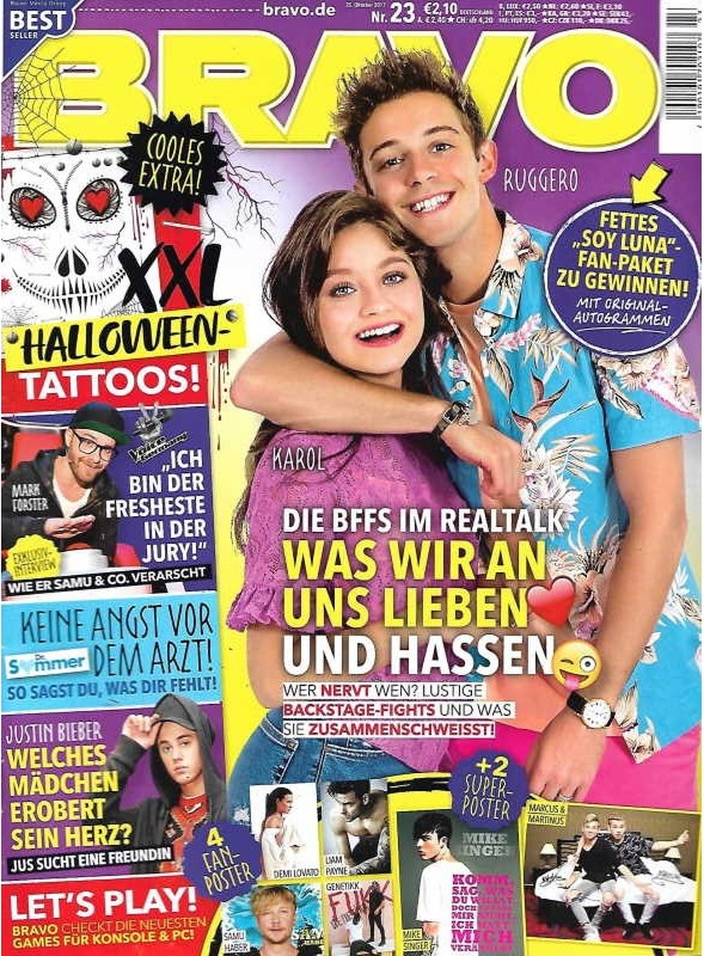 Bravo Magazin Deutschland 2017-23 Karol Sevilla Ruggero Pasquarelli Mark Forster Justin Bieber Demi Lovato