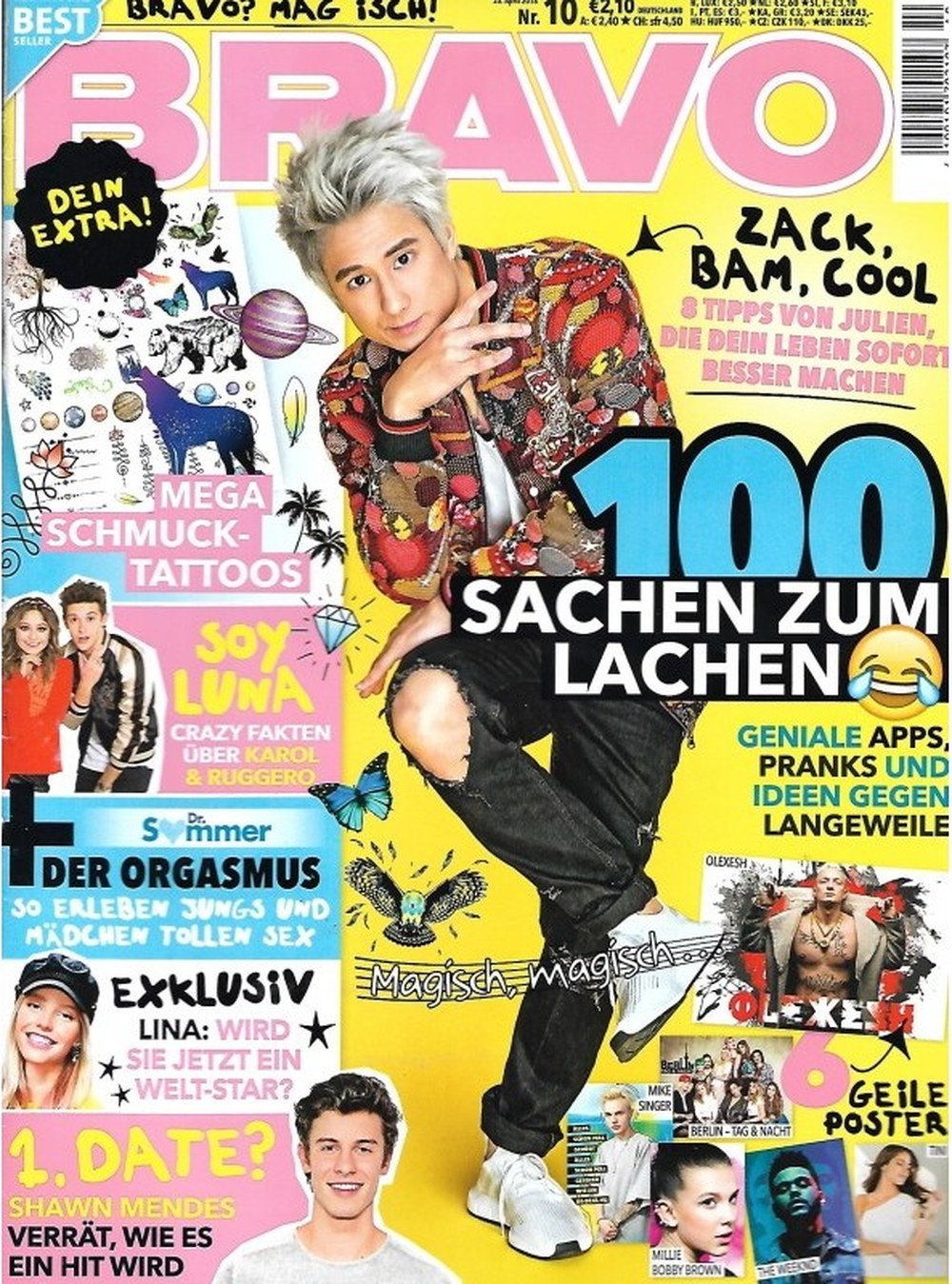 Bravo Magazin Deutschland 2018-10 Julien Bam Shawn Mendes Karol Sevilla Ruggero Pasquarelli Lina Larissa Strahl