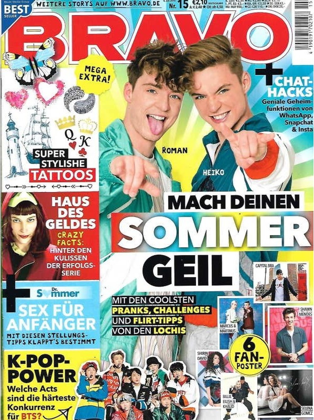Bravo Magazin Deutschland 2018-15 Roman Lochmann Heiko Lochmann Capital Bra Shawn Mendes Billie Eilish