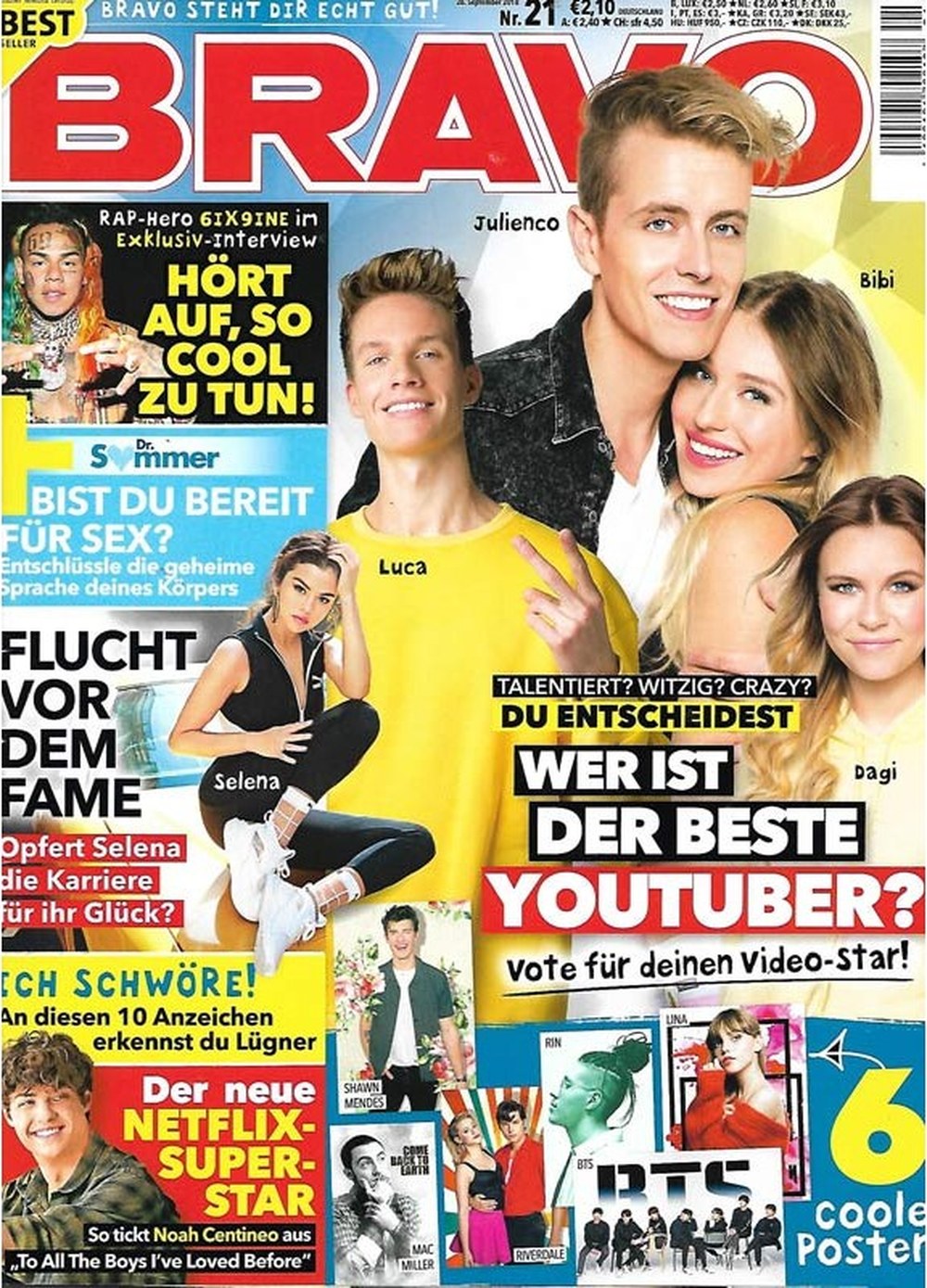Bravo Magazin Deutschland 2018-21 Luca Julienco Bibi Dagi Selena Gomez
