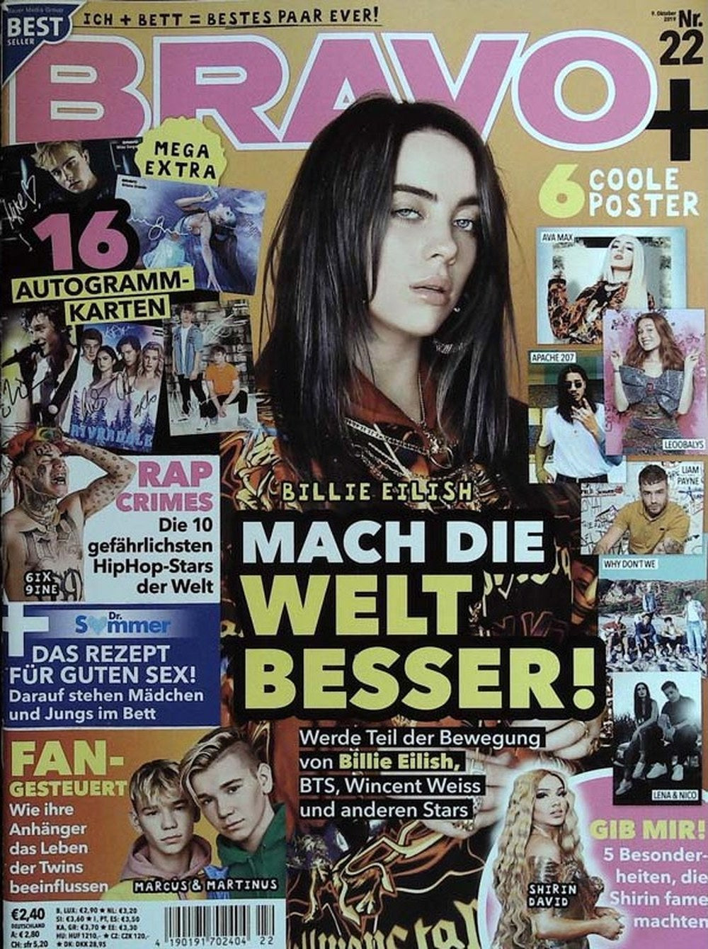 Bravo Magazin Deutschland 2019-22 Billie Eilish Shirin David Ava Max Apache 207 Liam Payne