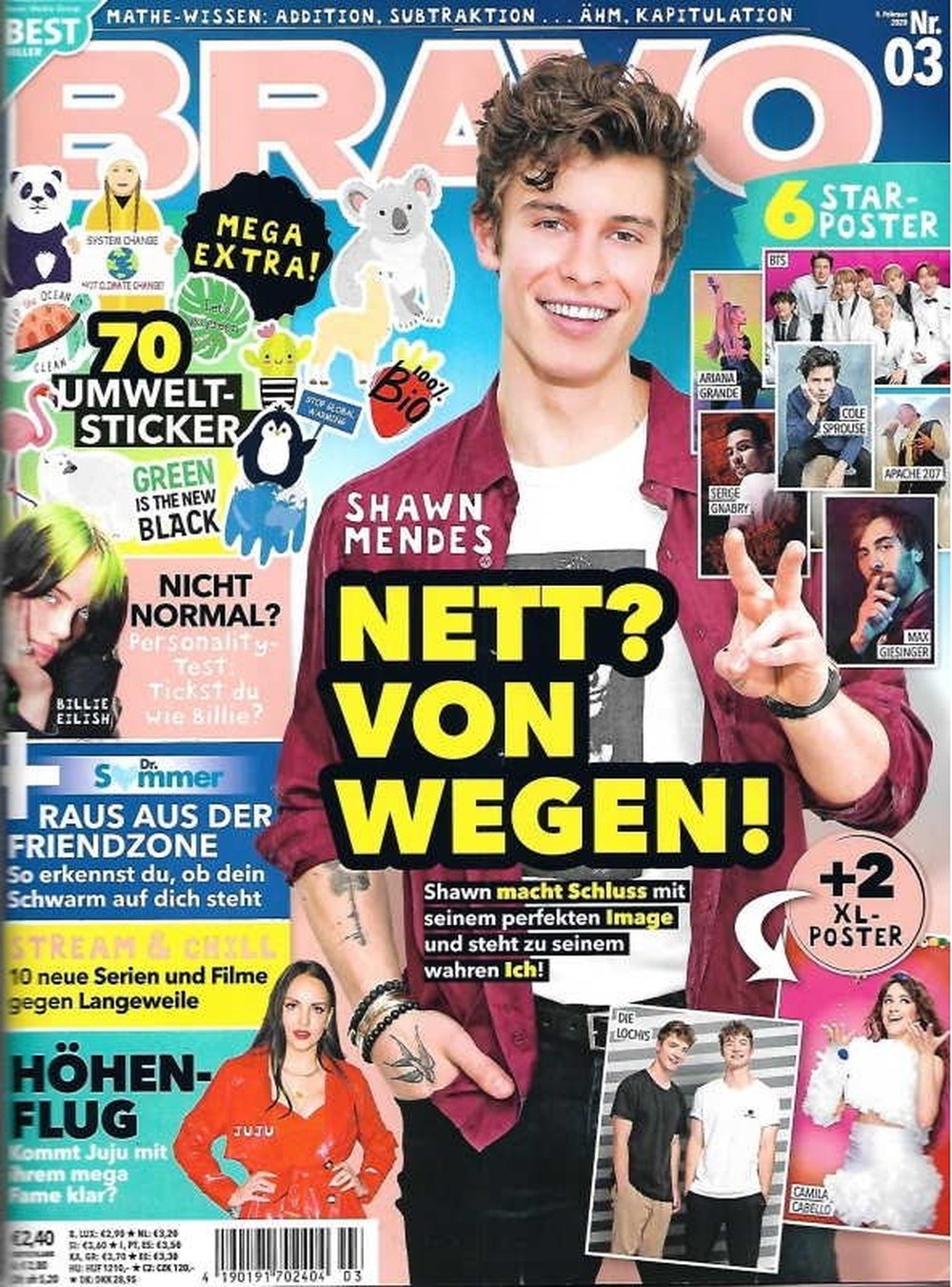 Bravo Magazin Deutschland 2020-03 Shawn Mendes Billie Eilish Ariana Grande Cole Sprouse Max Giesinger