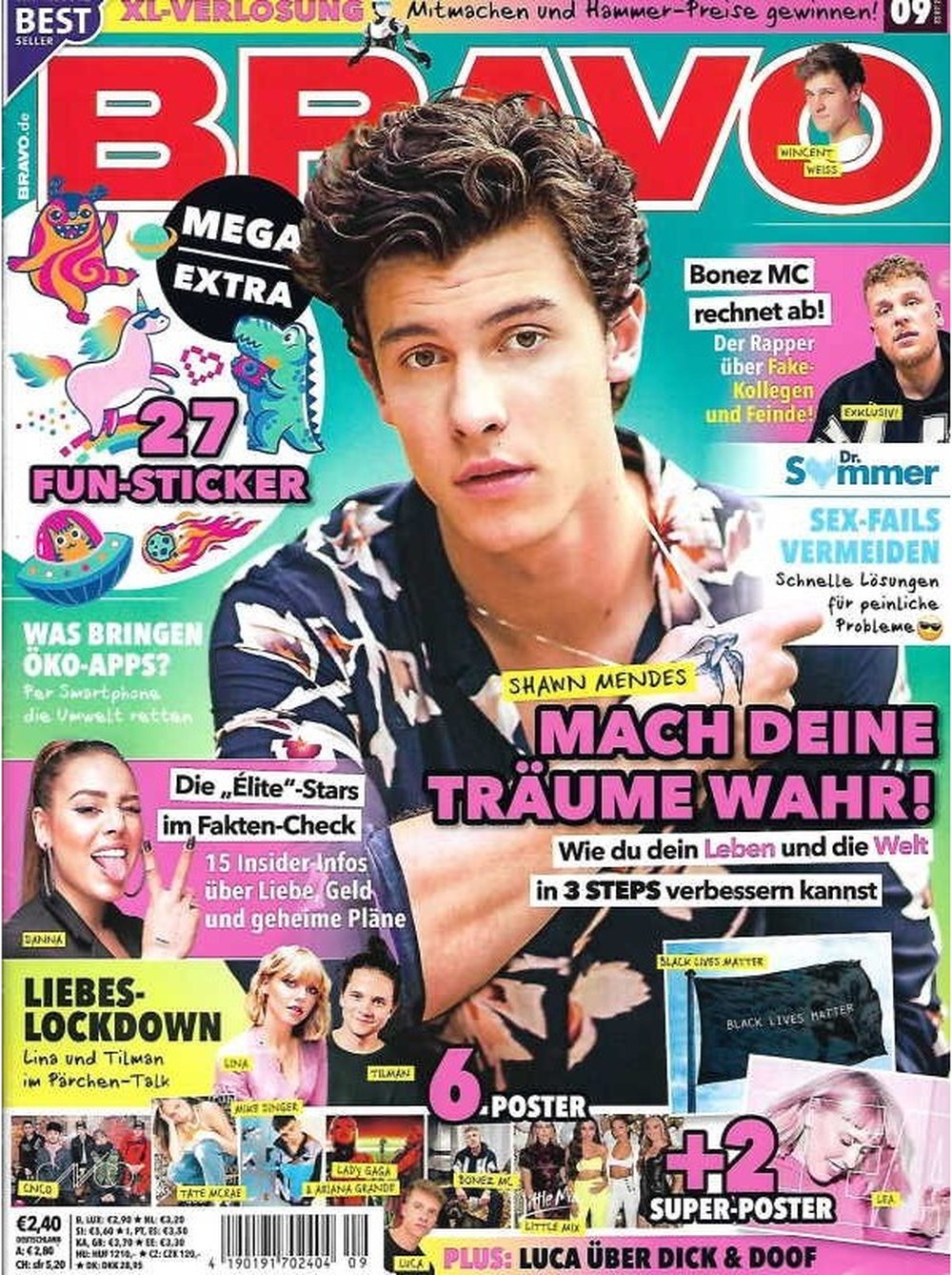 Bravo Magazin Deutschland 2020-09 Shawn Mendes Bonez MC Wincent Weiss Lina Tilman