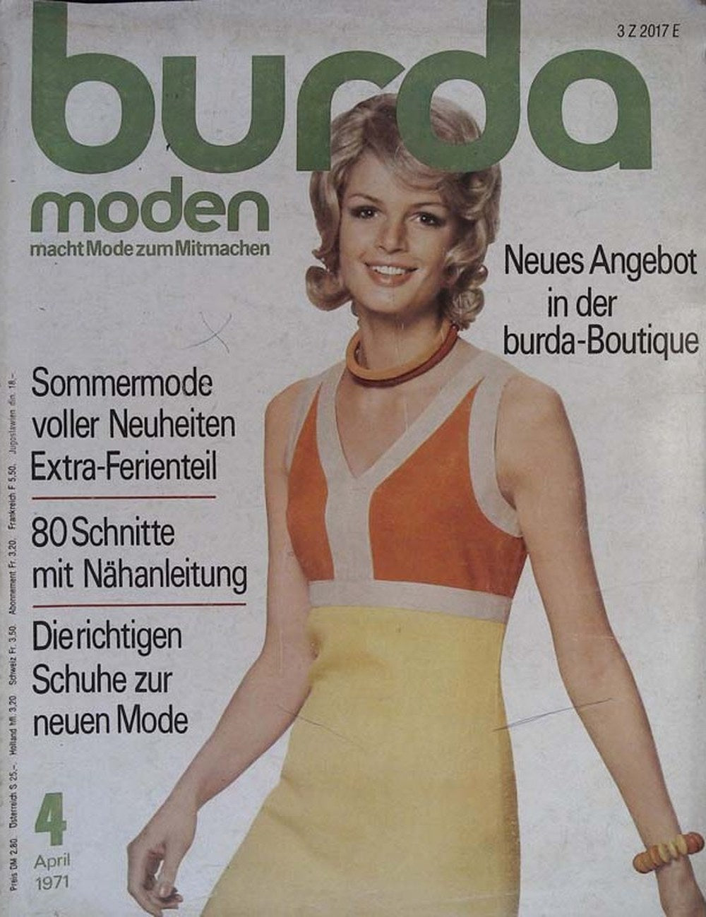 Burda Moden Magazin Deutschland 1971-04 1970er Mode April 1971 Issue Sommermode