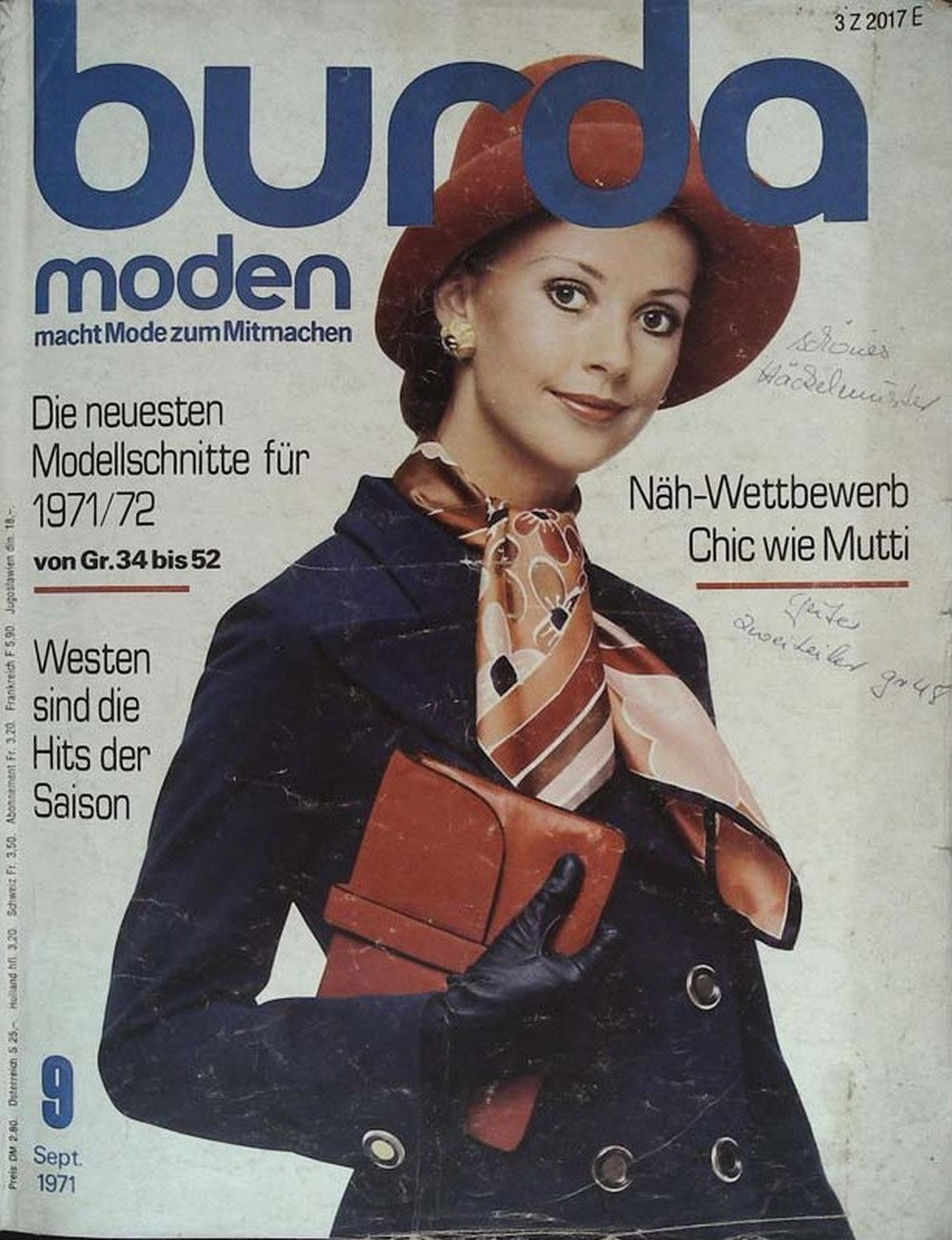 Burda Moden Magazin Deutschland 1971-09 1970er Mode Schnittmuster Autumn/winter 1971-72 Fashion