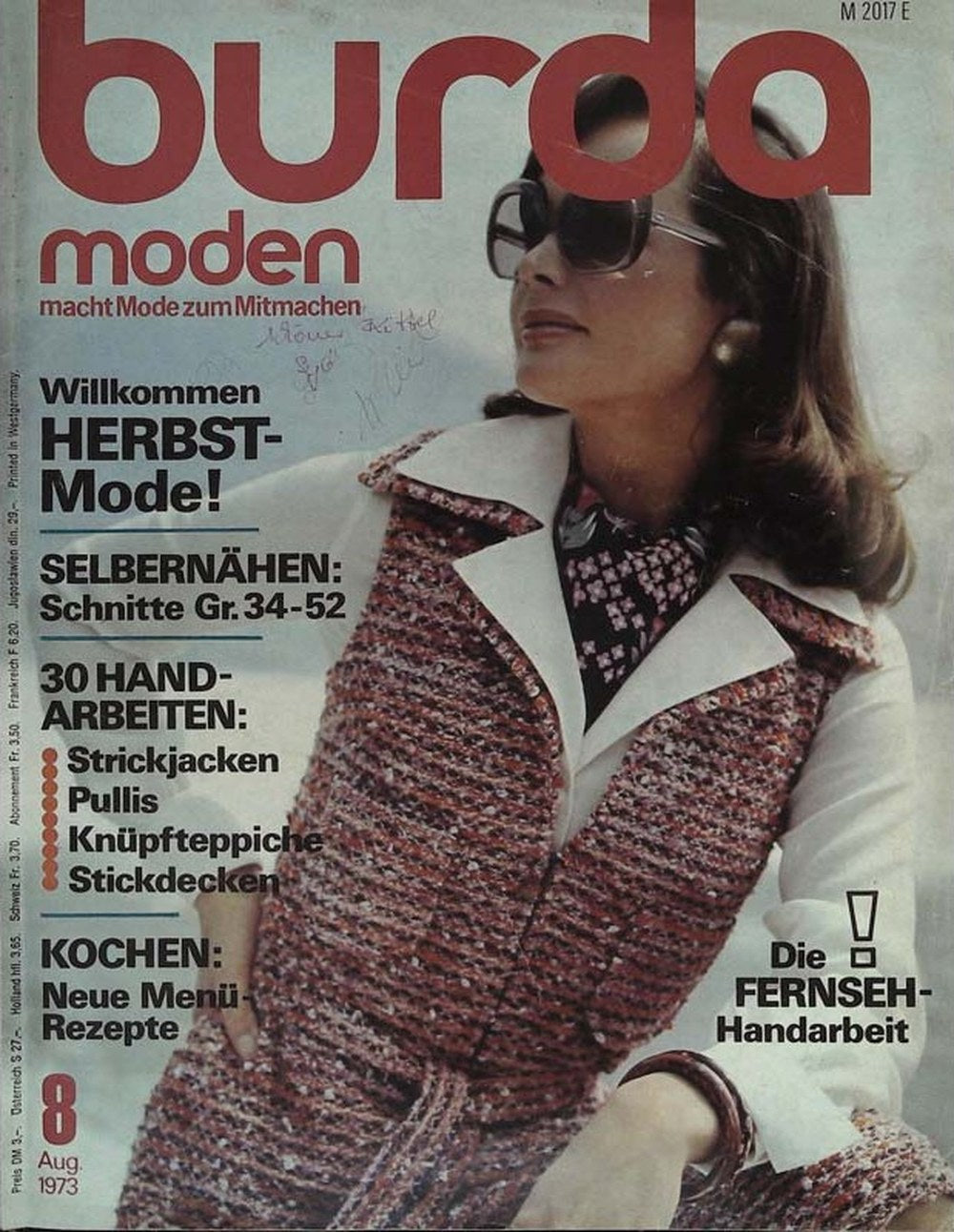 Burda Moden Magazin Deutschland 1973-08 Herbstmode Selbernähen Schnittmuster
