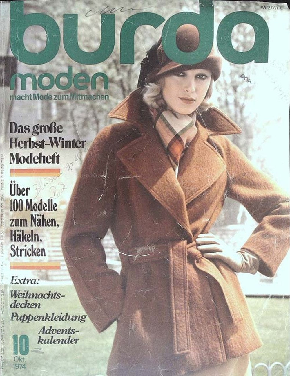 Burda Moden Magazin Deutschland 1974-10 Herbst-Winter-Mode Nähen Häkeln