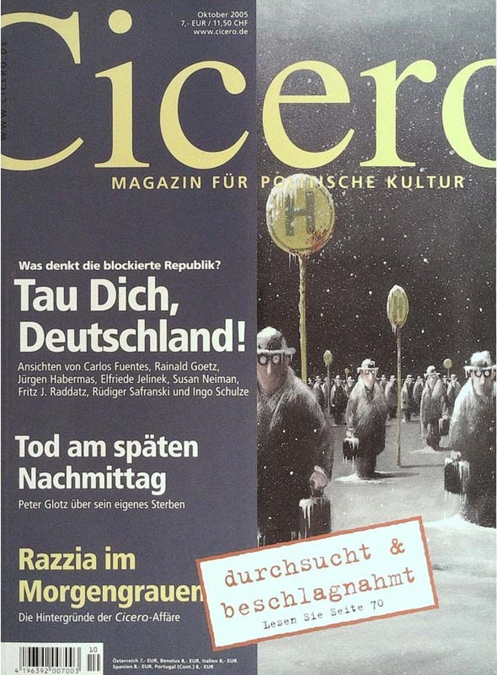 Cicero Magazin Deutschland 2005-10 Carlos Fuentes Rainald Goetz Jürgen Habermas Elfriede Jelinek Susan Neiman