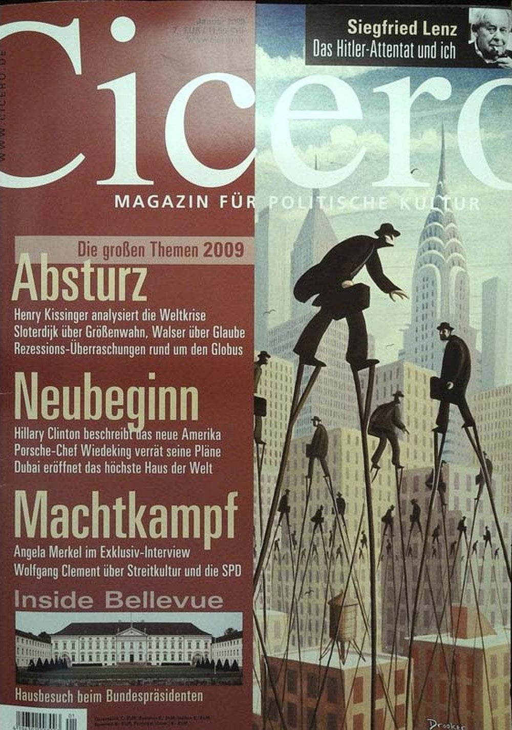 Cicero Magazin Deutschland 2009-01 Siegfried Lenz Henry Kissinger Hillary Clinton Angela Merkel Wolfgang Clement