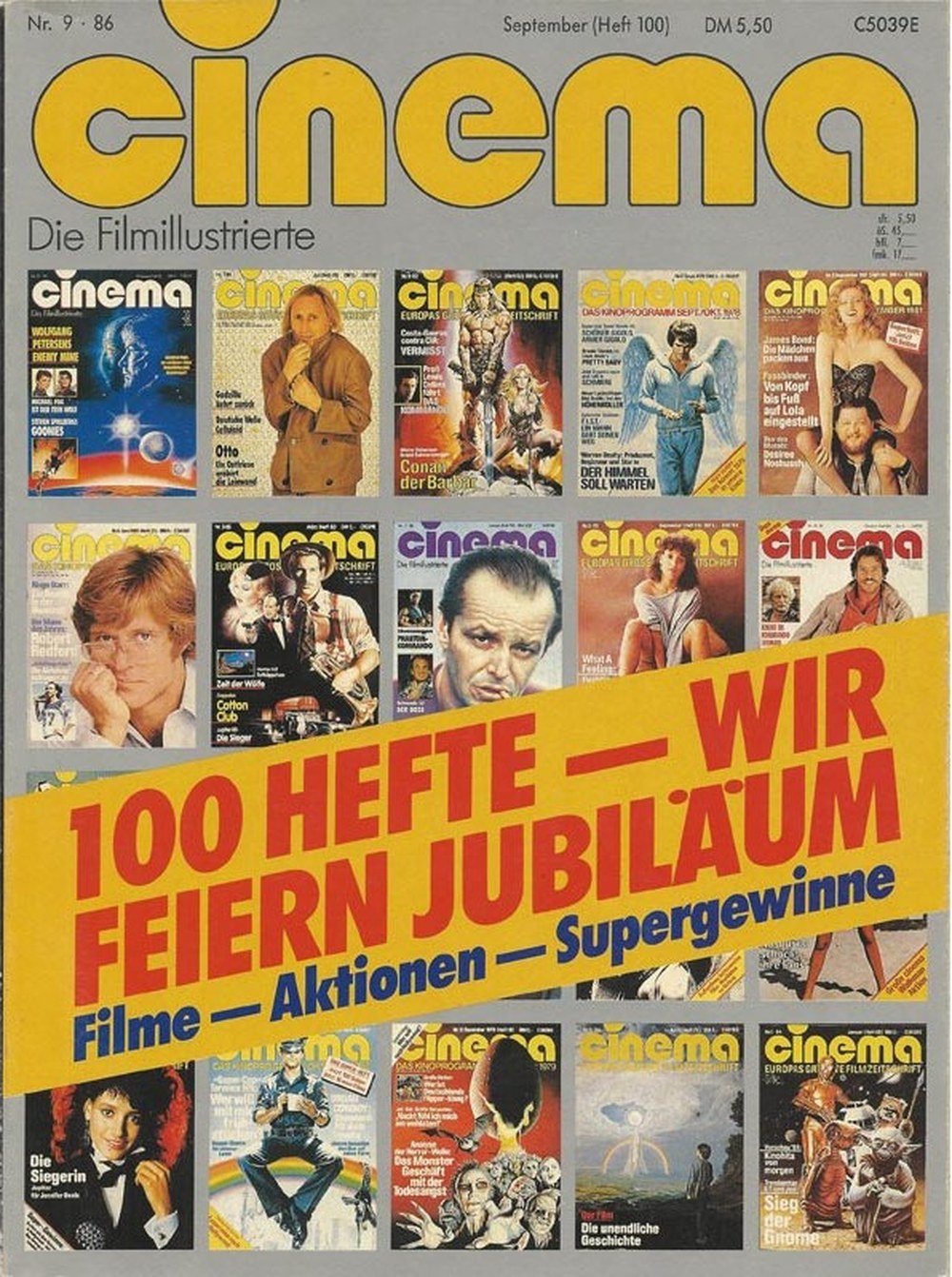 Cinema Magazin Deutschland 1986-09 Jack Nicholson Robert Redford Otto Waalkes Jennifer Beals