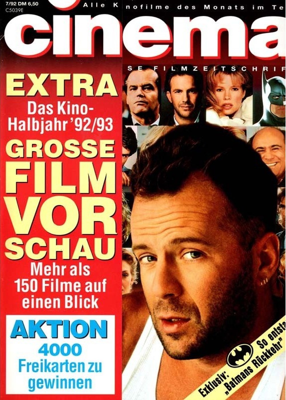 Cinema Magazin Deutschland 1992-07 Bruce Willis Jack Nicholson Kevin Costner Kim Basinger Batman