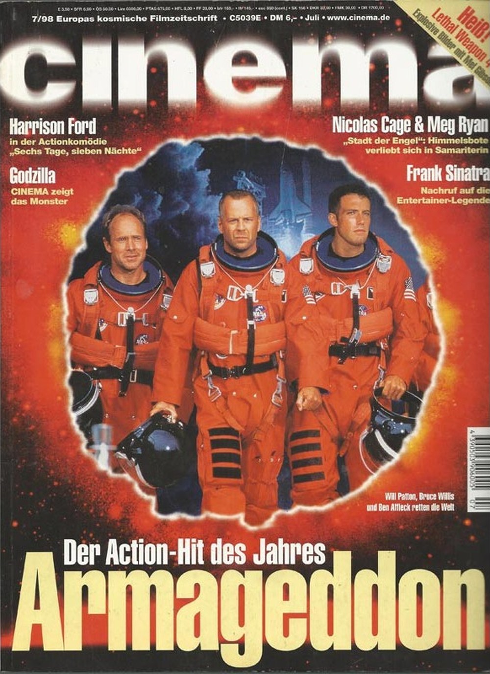 Cinema Magazin Deutschland 1998-07 Bruce Willis Ben Affleck Will Patton Harrison Ford Nicolas Cage
