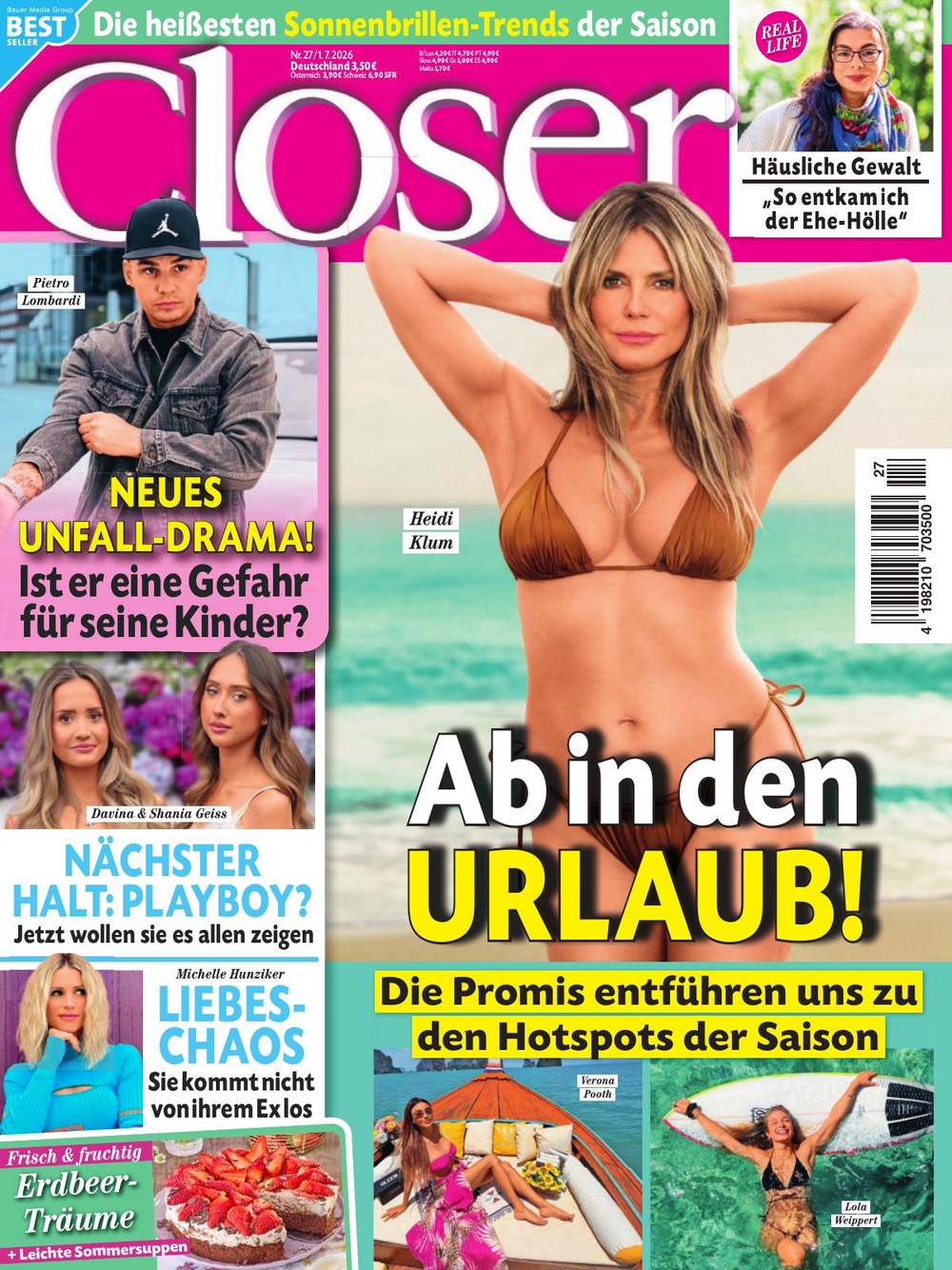 Closer Magazin Deutschland 2026-27 Heidi Klum Pietro Lombardi Davina Geiss Shania Geiss Michelle Hunziker