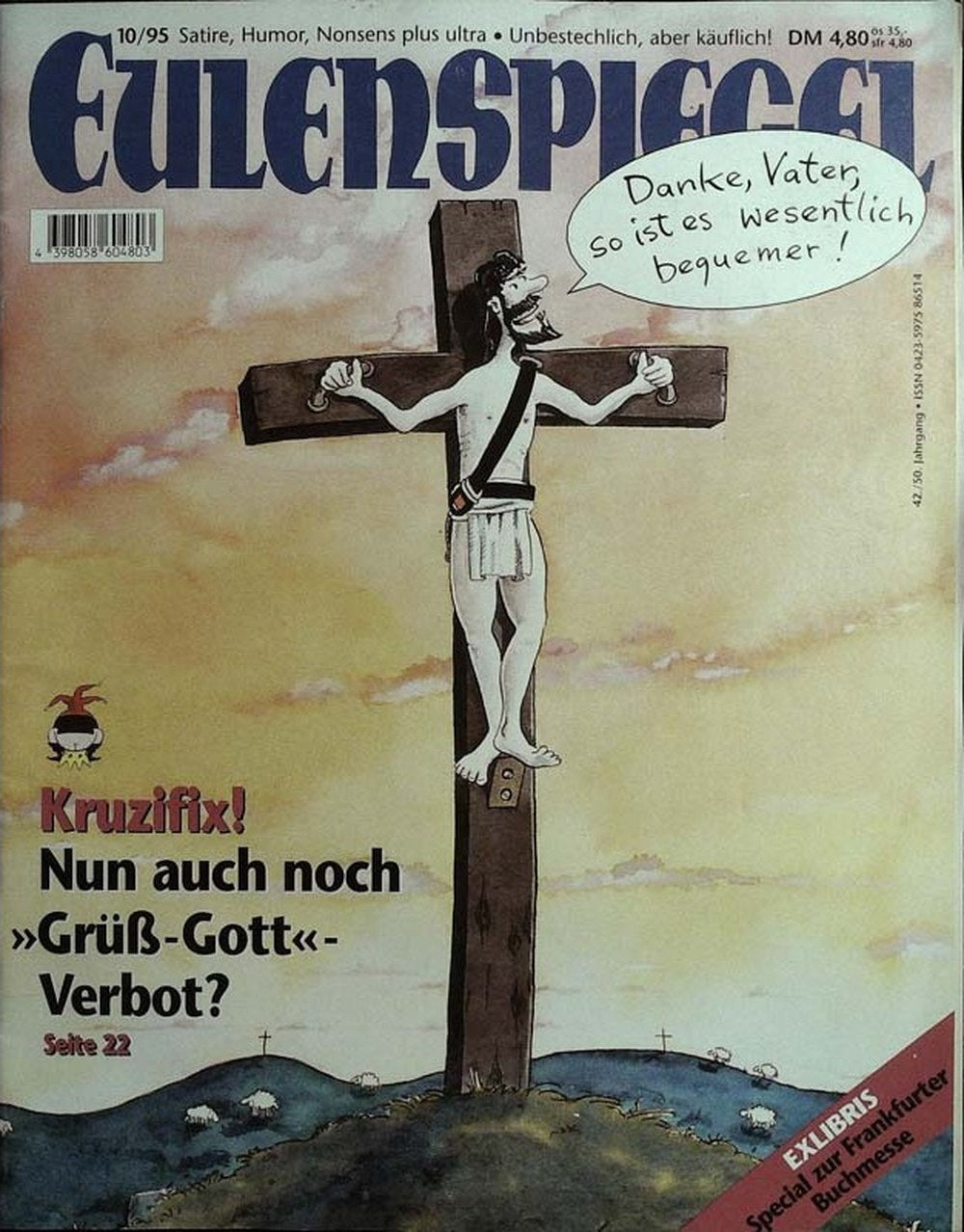 Eulenspiegel Magazin Deutschland 1995-10 Kruzifix-Debatte Grüß-Gott-Verbot Satire