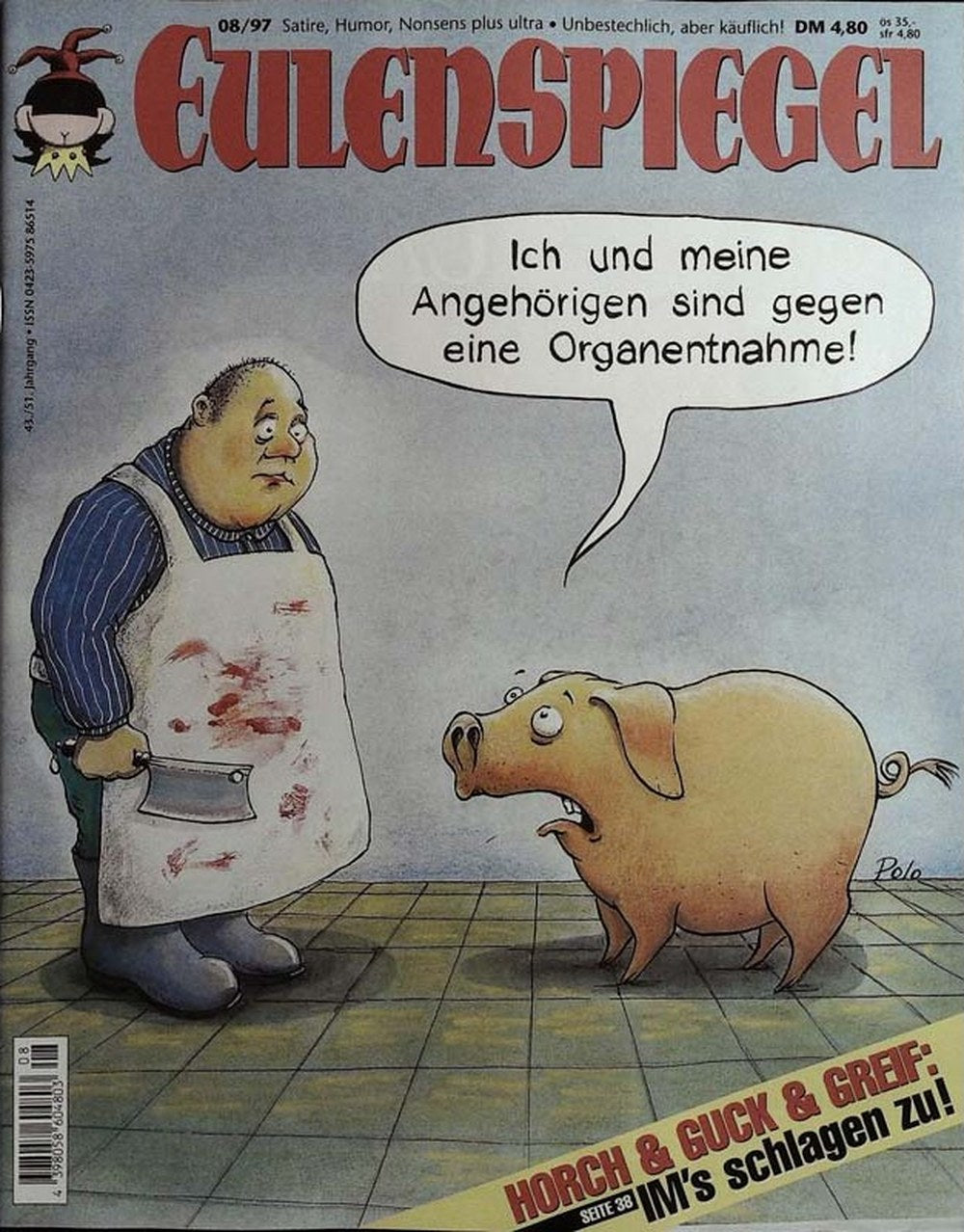 Eulenspiegel Magazin Deutschland 1997-08 Organentnahme Organspende Schlachter