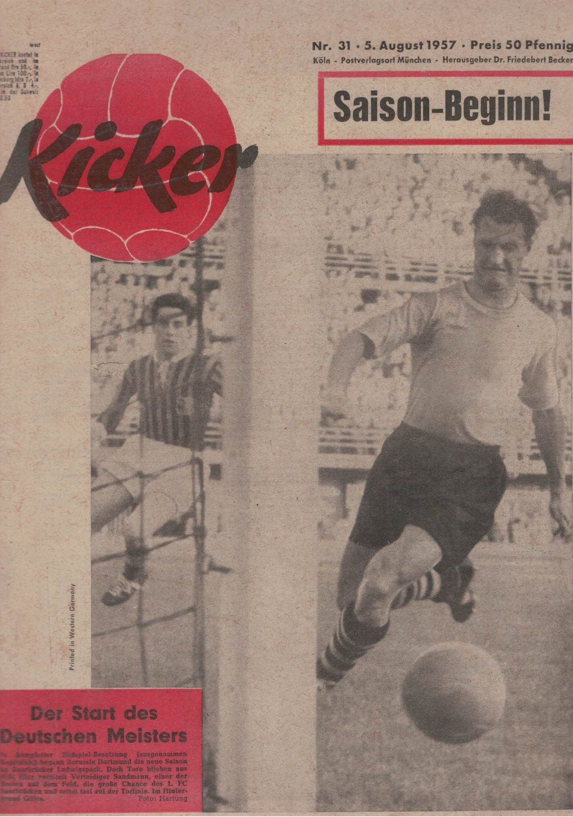 Kicker Lehti Saksa 1957-31 Alkuperäinen painos