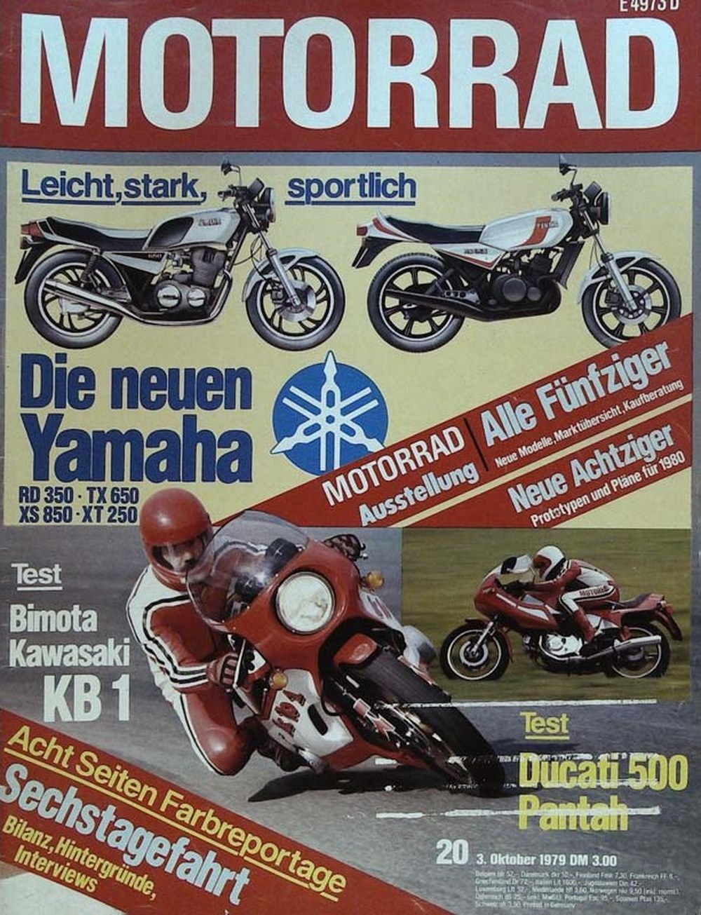 Motorrad Magazin Deutschland 1979-20 Yamaha Bimota Kawasaki KB1 Ducati 500 Pantah