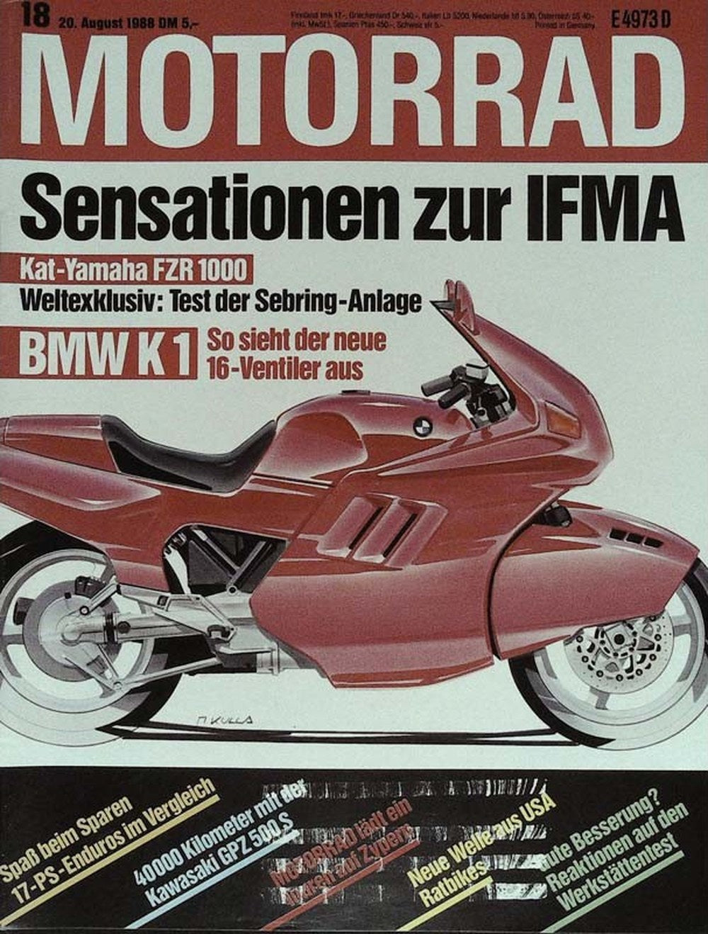 Motorrad Magazin Deutschland 1988-18 Motorrad Ifima Kawasaki Ninja ZX-10