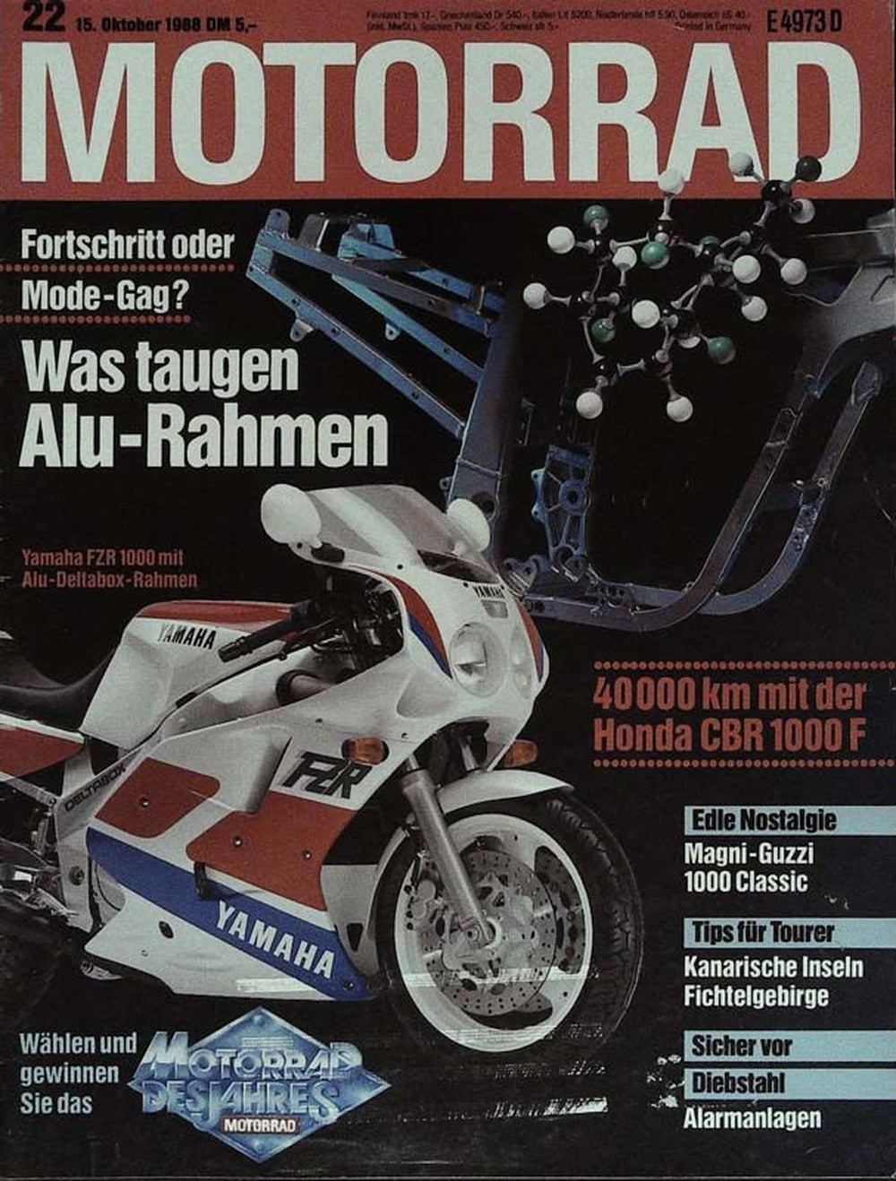 Motorrad Magazin Deutschland 1988-22 Motorrad Yamaha FZR 1000 Aluminium-Rahmen