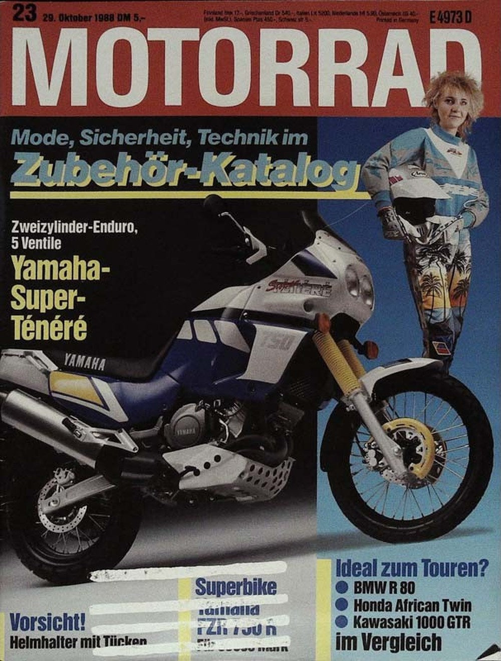 Motorrad Magazin Deutschland 1988-23 Yamaha Super Ténéré Zweizylinder-Enduro Zubehör-Katalog