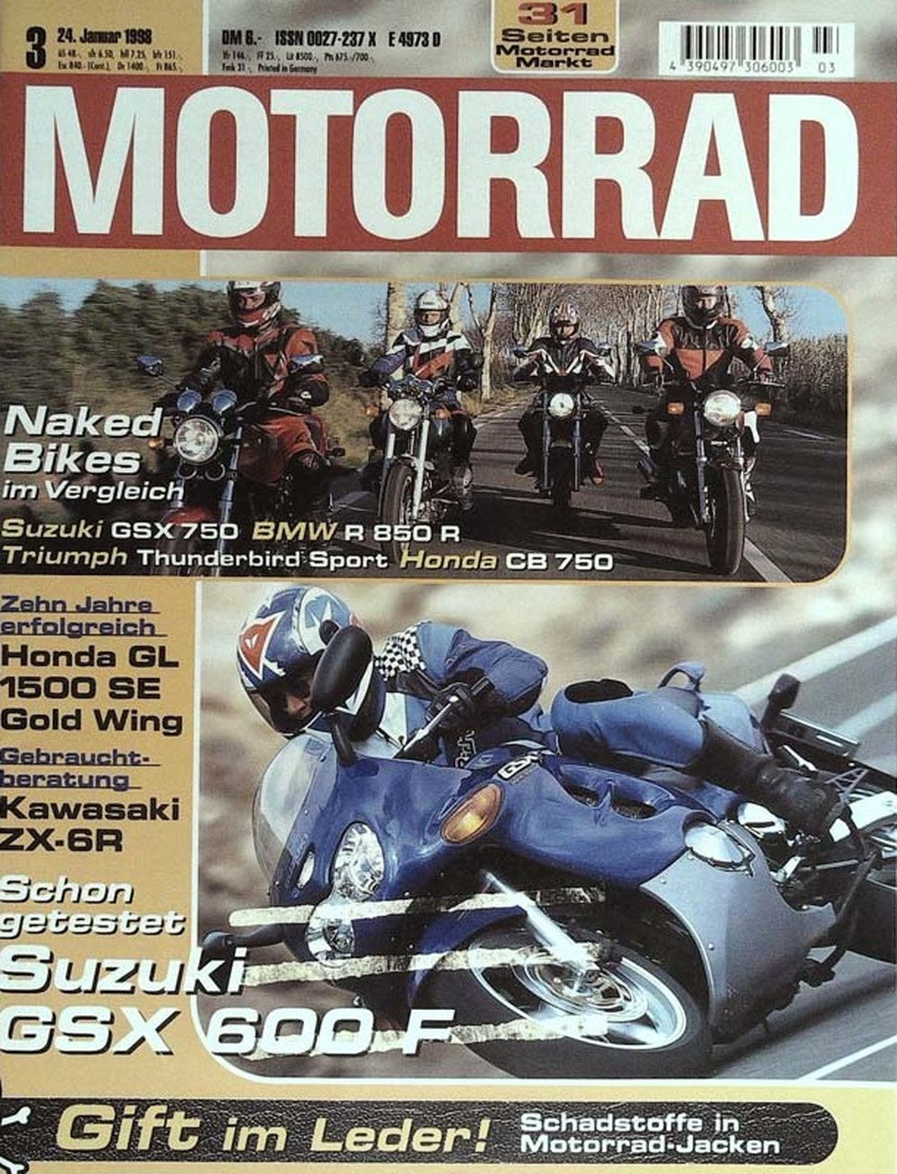 Motorrad Magazin Deutschland 1998-03 Naked Bikes Suzuki GSX 750 BMW R 850 R