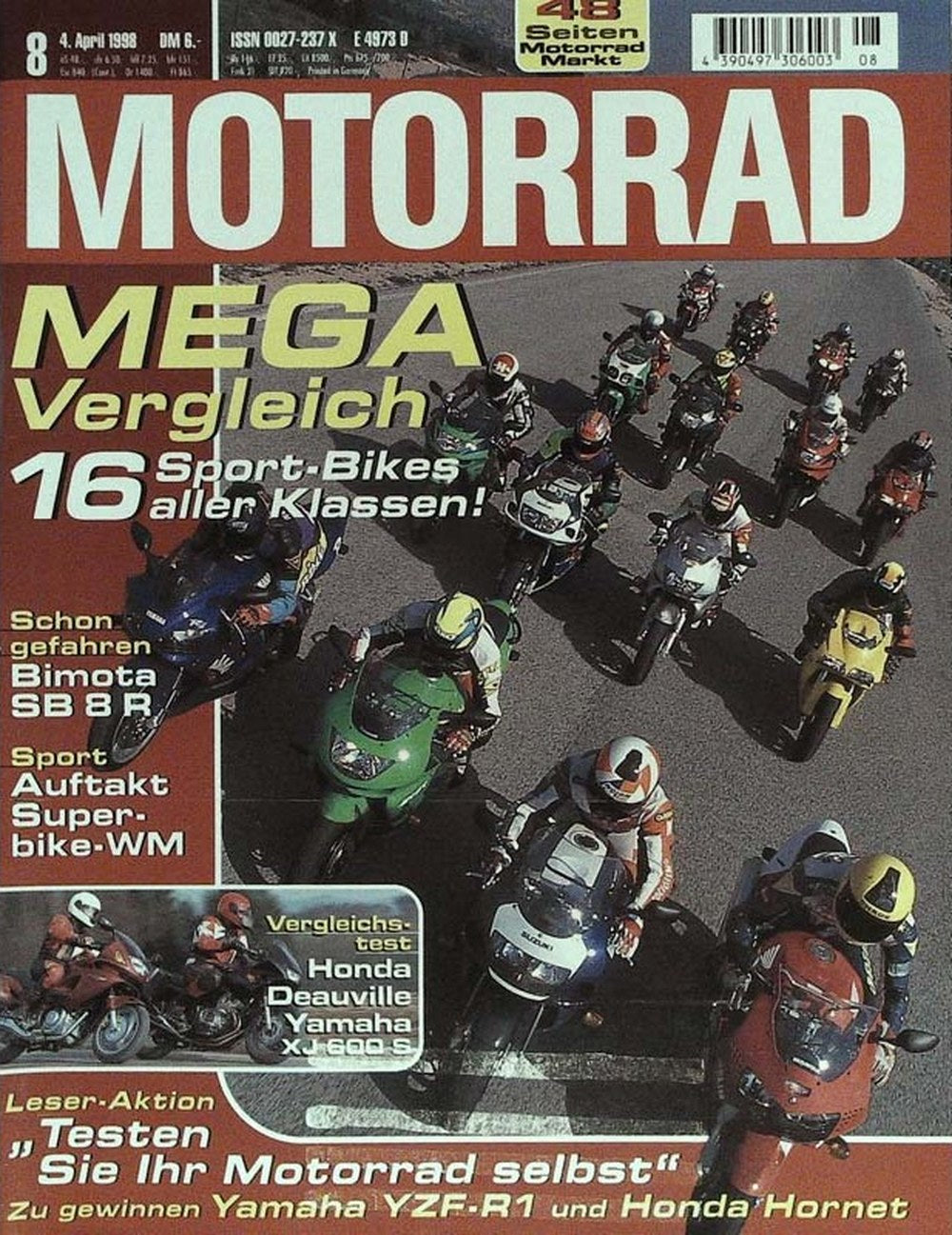 Motorrad Magazin Deutschland 1998-08 Sportbikes Motorradvergleich Bimota SB 8 R