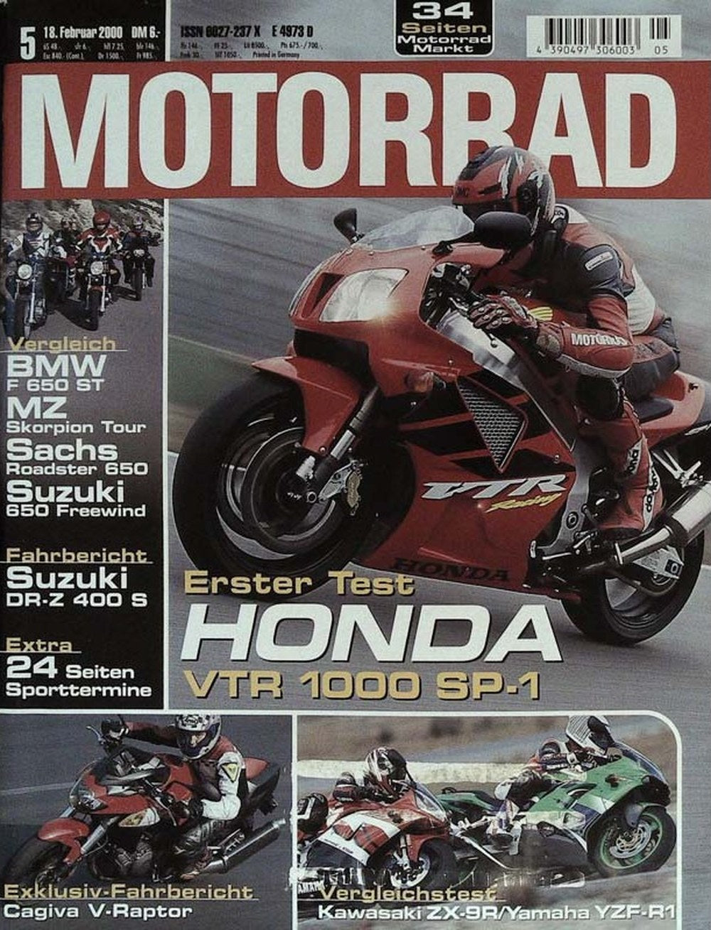Motorrad Magazin Deutschland 2000-05 Honda VTR 1000 SP-1 Motorradtest BMW F 650 ST