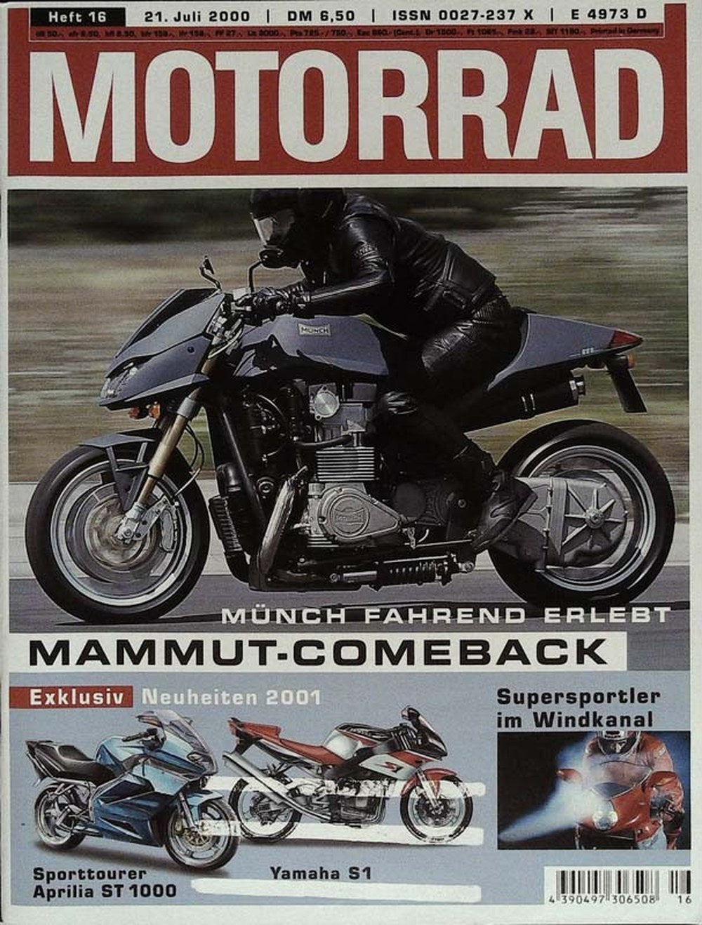Motorrad Magazin Deutschland 2000-16 Münch Mammut Motorrad Aprilia ST 1000