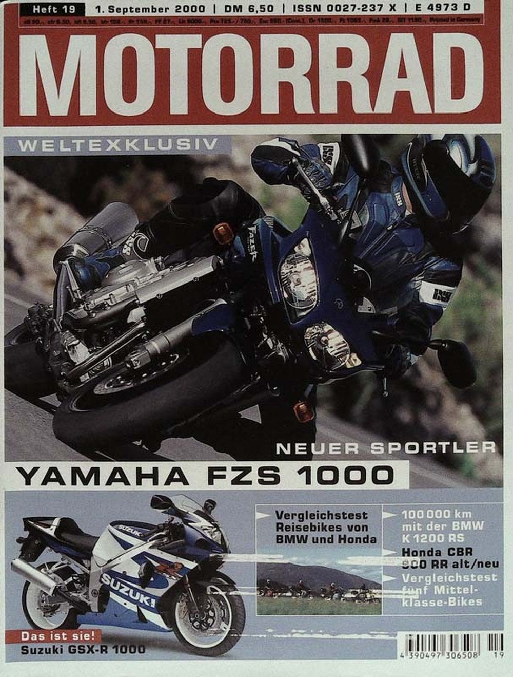 Motorrad Magazin Deutschland 2000-19 Motorrad Yamaha FZS 1000 Suzuki GSX-R 1000