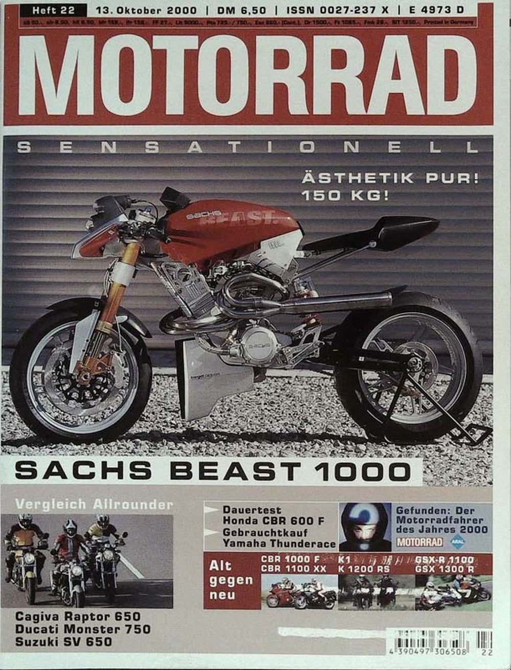 Motorrad Magazin Deutschland 2000-22 Motorrad Sachs Beast 1000 Naked Bike