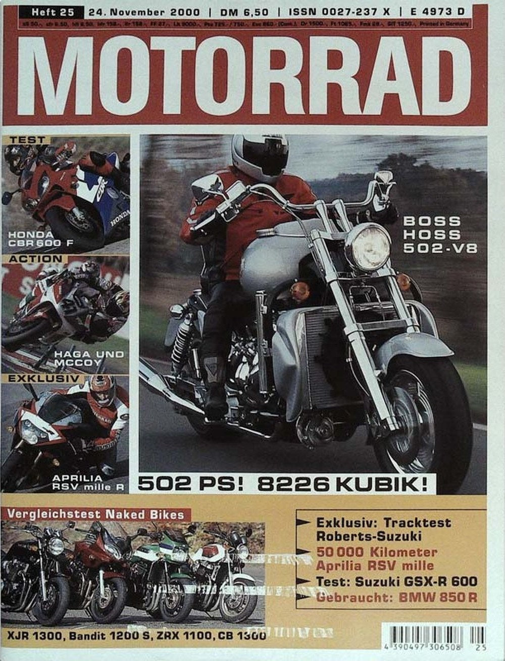 Motorrad Magazin Deutschland 2000-25 Boss Hoss Honda Aprilia Suzuki BMW