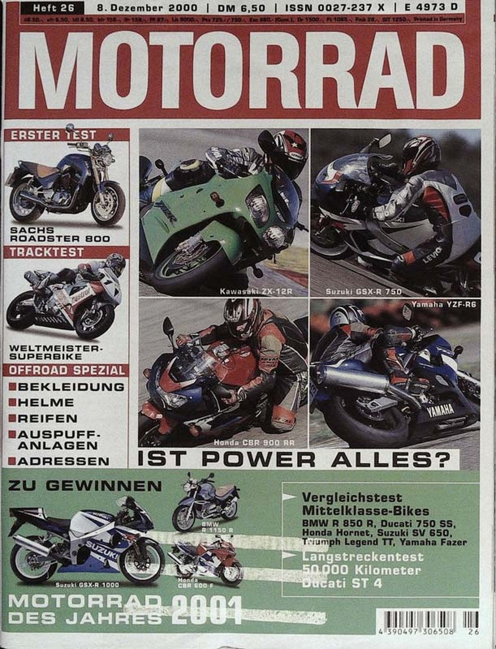 Motorrad Magazin Deutschland 2000-26 Motorrad Kawasaki ZX-12R Suzuki GSX-R 750