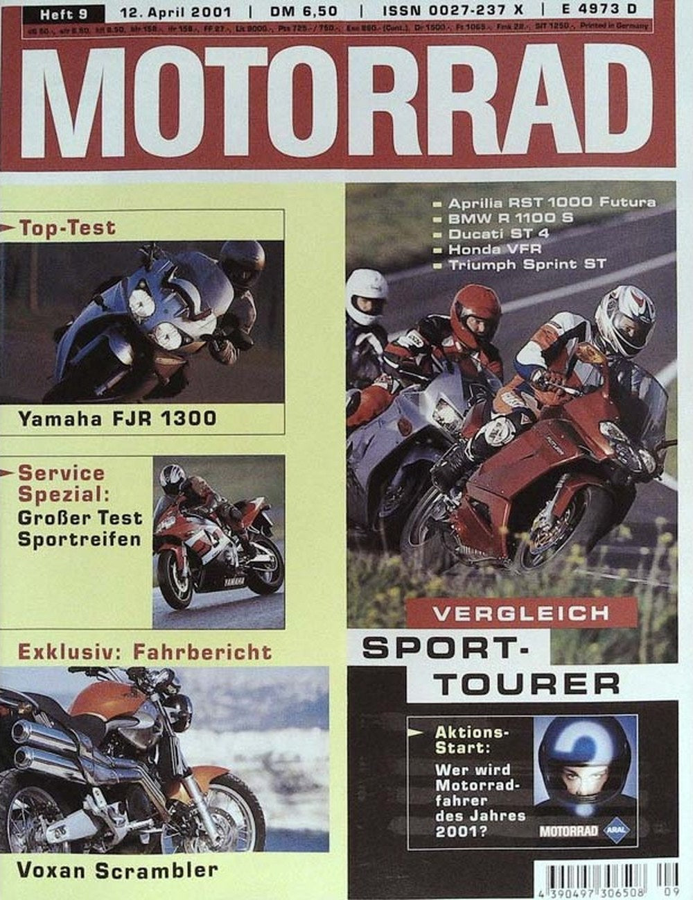 Motorrad Magazin Deutschland 2001-09 Yamaha FJR 1300 Voxan Scrambler Aprilia RST 1000 Futura