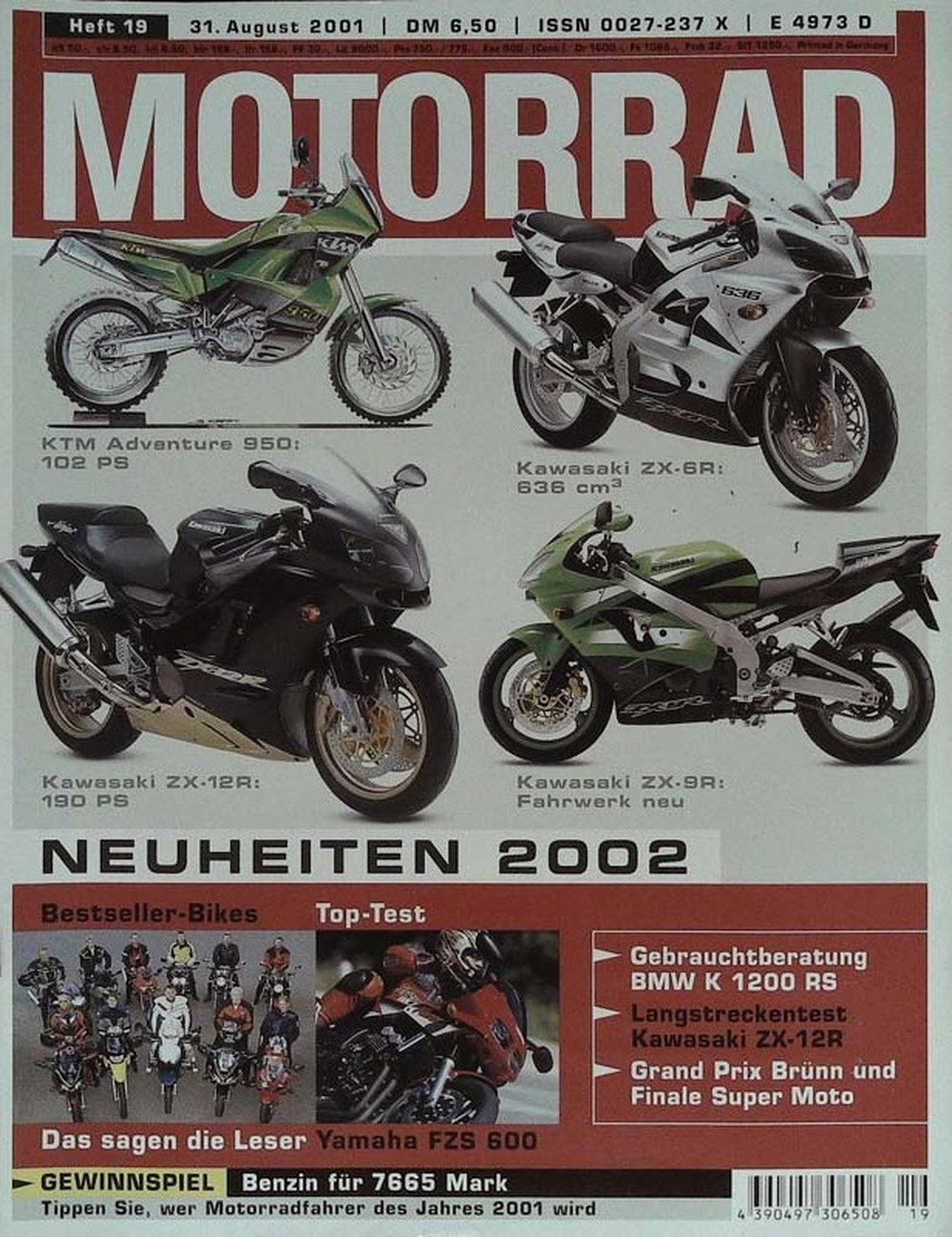 Motorrad Magazin Deutschland 2001-19 Motorrad KTM Adventure 950 Kawasaki ZX-6R