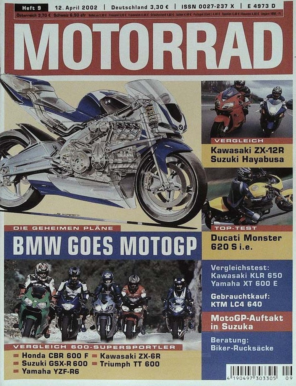 Motorrad Magazin Deutschland 2002-09 BMW MotoGP Kawasaki ZX-12R Suzuki Hayabusa