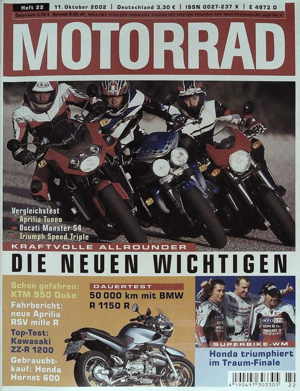 Motorrad Magazin Deutschland 2002-22 Motorrad-Vergleichstest Aprilia Tuono Ducati Monster S4