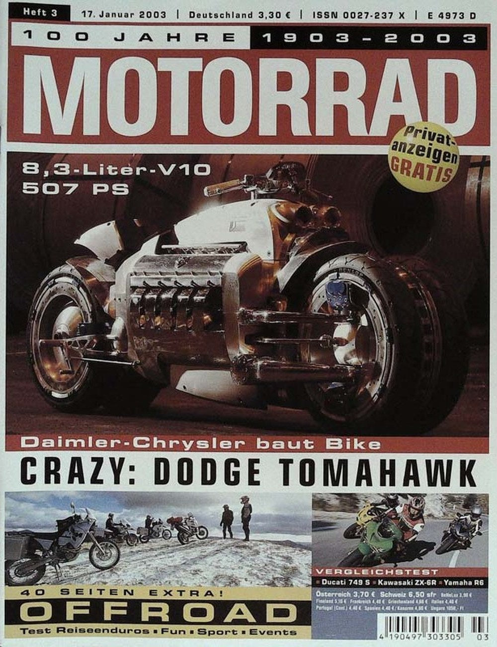Motorrad Magazin Deutschland 2003-03 Motorrad V10-Motor Daimler-Chrysler