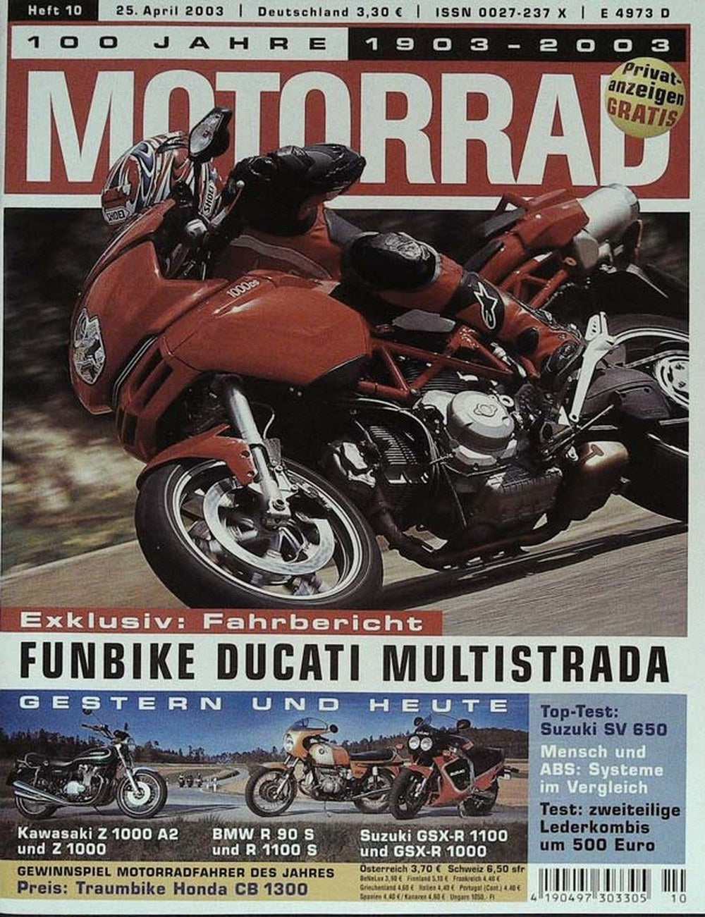 Motorrad Magazin Deutschland 2003-10 Ducati Multistrada Kawasaki Z 1000 A2 Kawasaki Z 1000