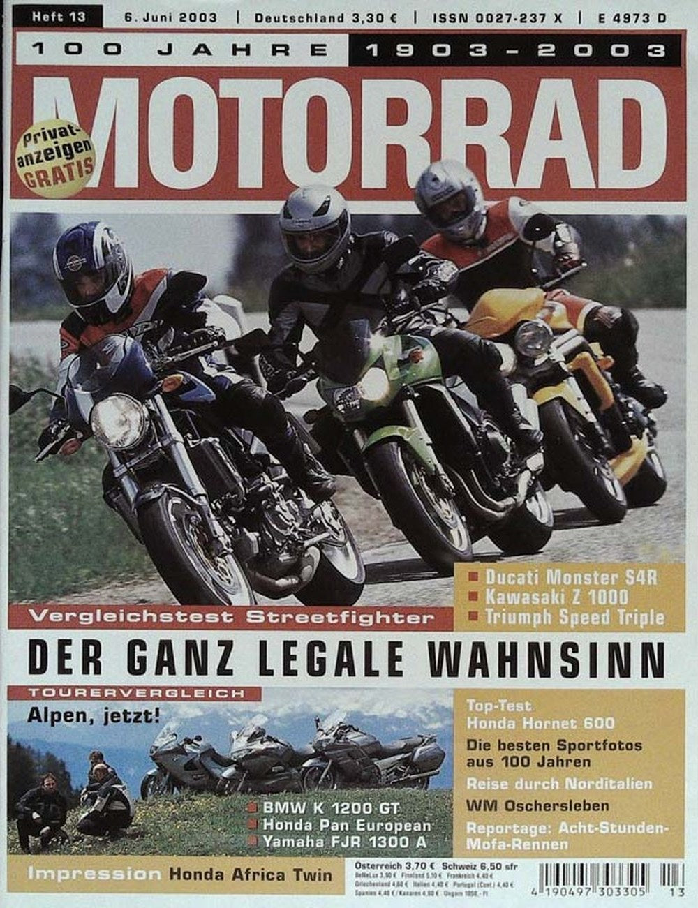 Motorrad Magazin Deutschland 2003-13 Motorrad Streetfighter Vergleichstest