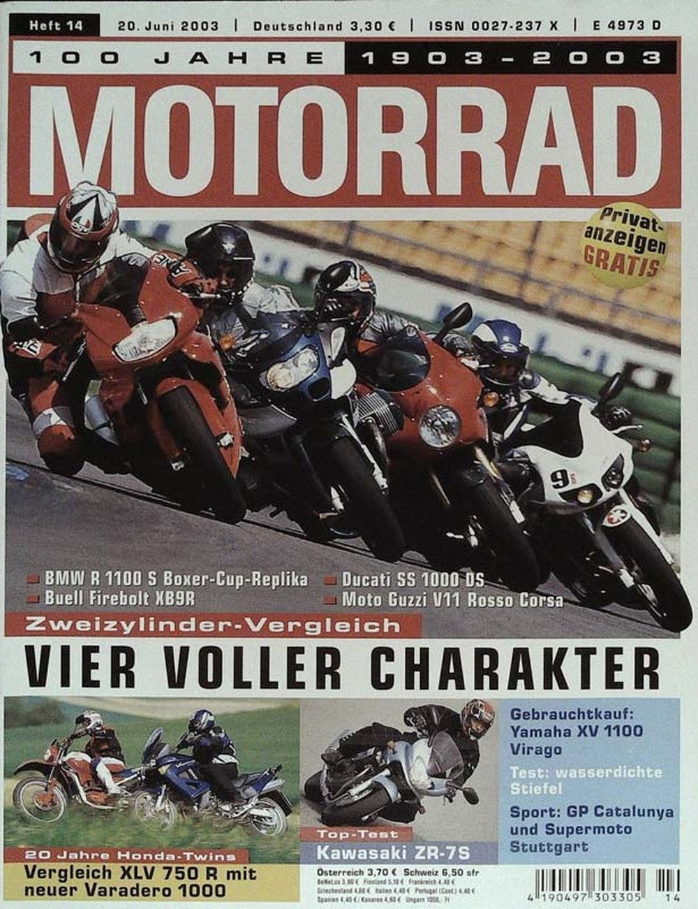 Motorrad Magazin Deutschland 2003-14 Motorrad Zweizylinder-Vergleich BMW R 1100 S Boxer-Cup-Replika