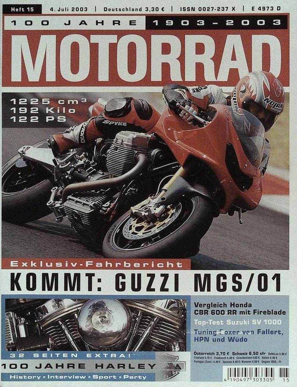 Motorrad Magazin Deutschland 2003-15 Moto Guzzi Honda Suzuki Harley-Davidson