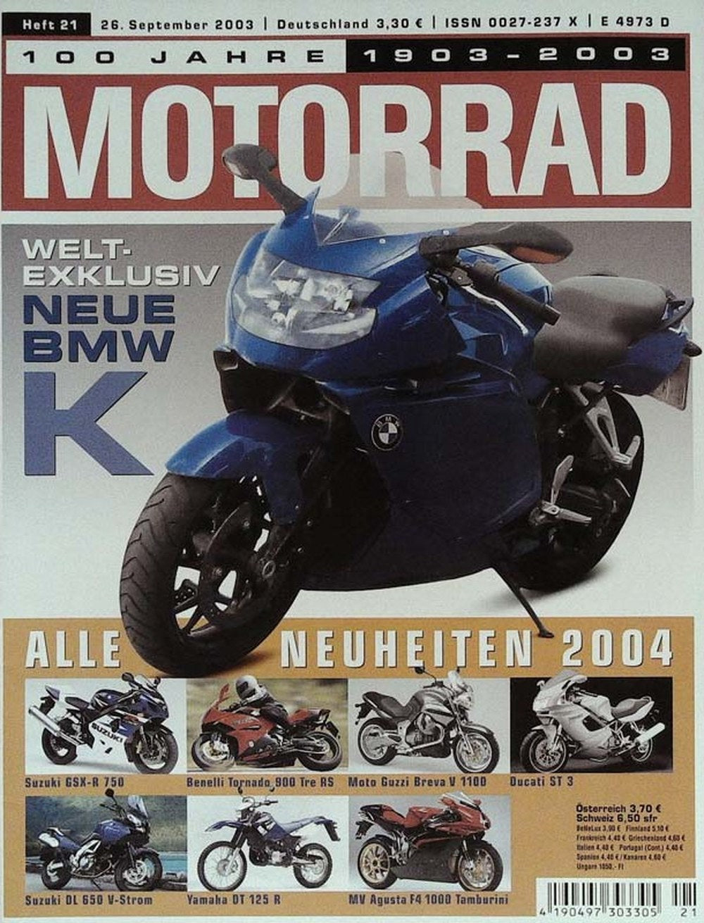 Motorrad Magazin Deutschland 2003-21 Motorrad BMW K Neuheiten 2004