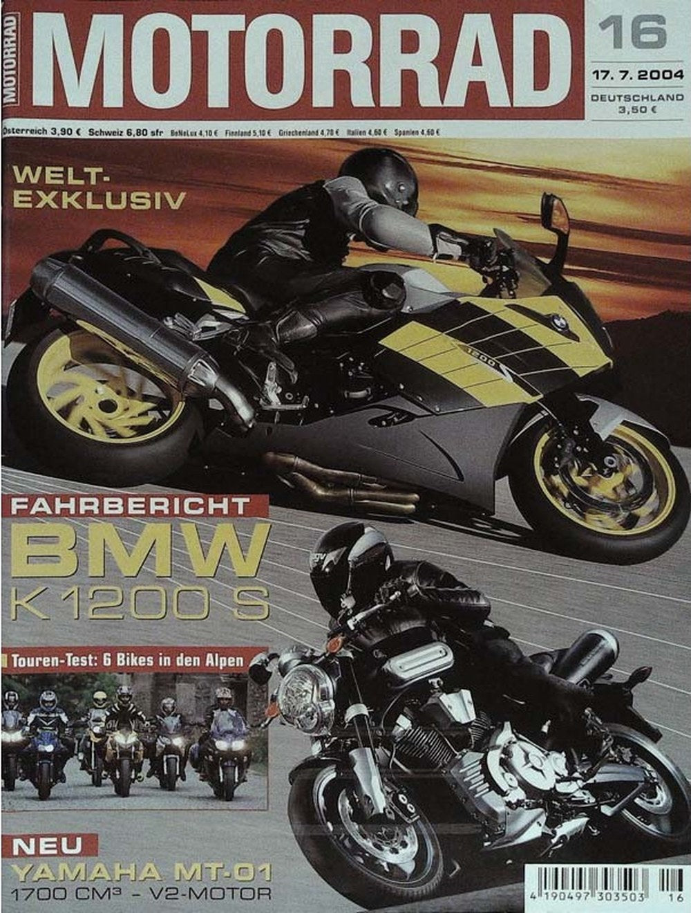 Motorrad Magazin Deutschland 2004-16 BMW K1200S Fahrbericht Yamaha MT-01