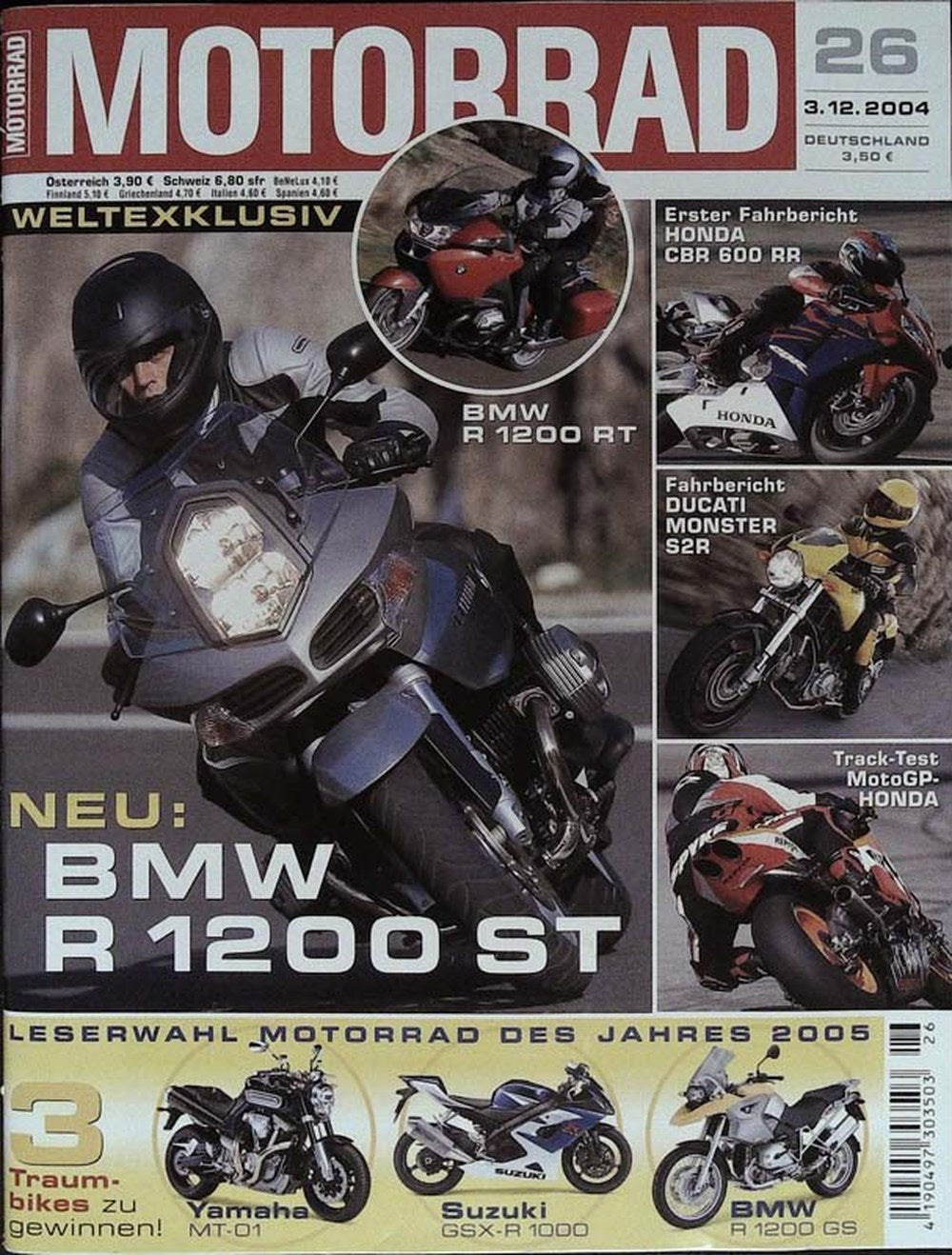 Motorrad Magazin Deutschland 2004-26 BMW R 1200 ST BMW R 1200 RT Honda CBR 600 RR
