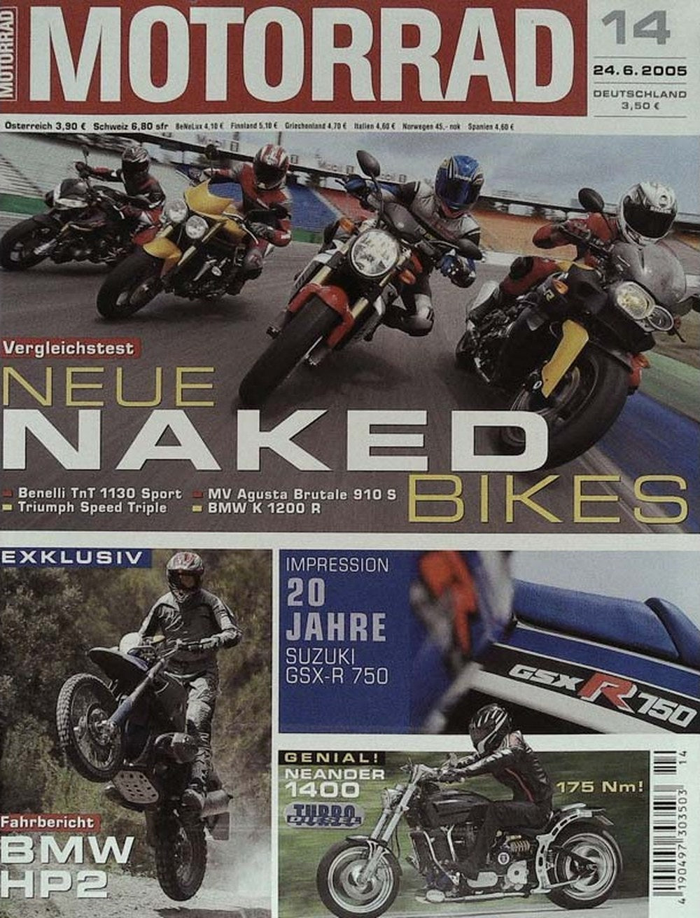 Motorrad Magazin Deutschland 2005-14 Naked Bikes Vergleichstest Benelli TnT 1130 Sport