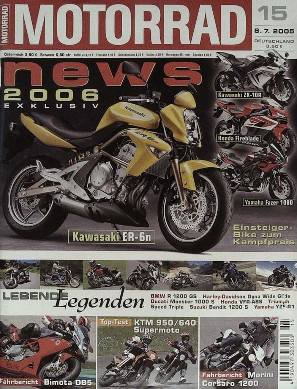 Motorrad Magazin Deutschland 2005-15 Motorrad Kawasaki ER-6n Kawasaki ZX-10R