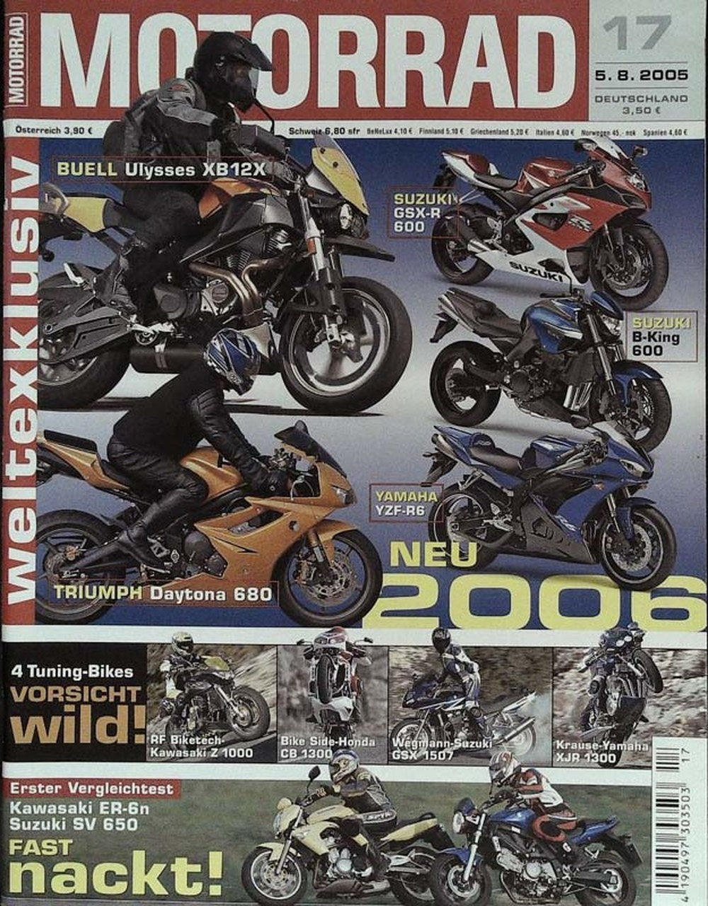 Motorrad Magazin Deutschland 2005-17 Motorrad Buell Ulysses XB12X Suzuki GSX-R 600