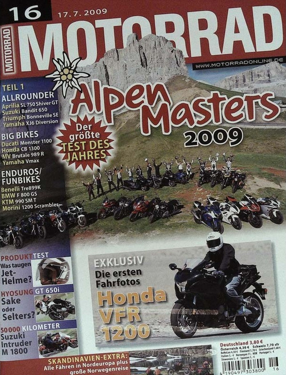 Motorrad Magazin Deutschland 2009-16 Alpen Masters 2009 Motorradtest Allrounder-Motorräder
